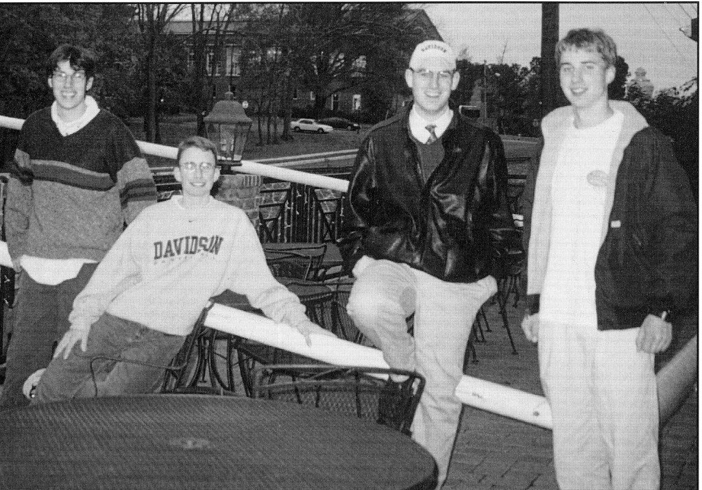 Those goalposts ended up in the senior apartments, as seen in this photo from Quips and Cranks 2001 - shown here with Chris Thawley, Jeff Larrimore, Rob Neuman, and William Childs (all Class of 2004).