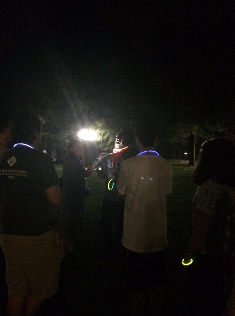 The Ghost of Old Chambers comes alive when our Orientation Leader got the classic spooky story treatment of a flashlight under the chin - or in this case, an iPhone flashlight.